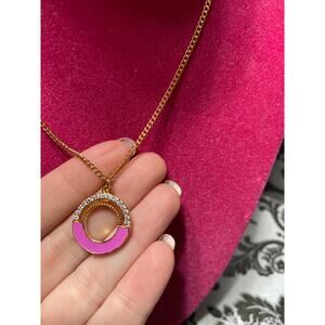 Melania Clara art deco orchid circle pendant necklace